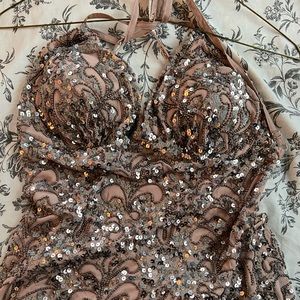 Glittery open back dress
